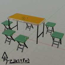 cámping equipo 2 diorama 1 18 mapear mesa silla taburete 3d print model - Mito3D