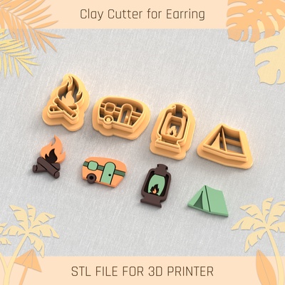 camping pack summer clay cutter tools earring turtle beach shell 3d print model - Mito3D