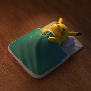 dormir Pokémon Pikachu fofa presente simples idéia videogame anime Kawaii pequeno resina meme cama engraçado 3d print model - Mito3D