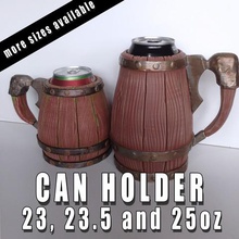 can holder - 23 235 25oz game fantasy energy drink tavern inn dnd prop dice tray tower box boardgame accessories boardgames stein soda mug container cup beer beerholder barrel trunk organic wooden wood arsmoriendi3d ars moriendi 3d 3d print model - Mito3D