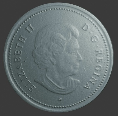 canada 25 cents face alberta queen elisabeth coin currency 3d print model - Mito3D