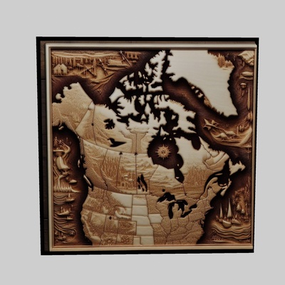 canada map topography cnc router laser & 3d printer art world world-map yeggi earth planet africa europe asia antarctica continent 3d print model - Mito3D