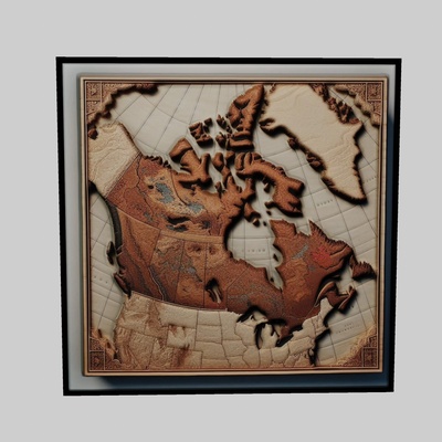 canada map topography cnc router laser & 3d printer art world world-map yeggi earth planet africa europe asia antarctica continent 3d print model - Mito3D