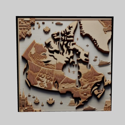 canada map topography cnc router laser & 3d printer art world world-map yeggi earth planet africa europe asia antarctica continent 3d print model - Mito3D