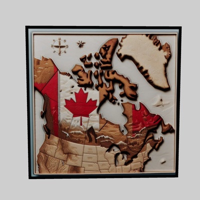 canada map topography cnc router laser & 3d printer art world world-map yeggi earth planet africa europe asia antarctica continent 3d print model - Mito3D