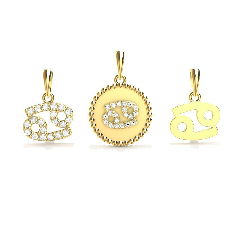 cáncer colgante pendiente zodíaco joya joyería brillante piedras gemas oro impresion3d 3D print model - Mito3D