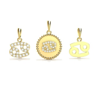 cáncer colgante pendiente zodíaco joya joyería brillante piedras gemas oro impresion3d 3d print model - Mito3D