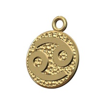 cancer sign coin pendant charm 3d print model jewelry cance zodiac horoscope hammered printable necklace astrological bracelet 3d print model - Mito3D