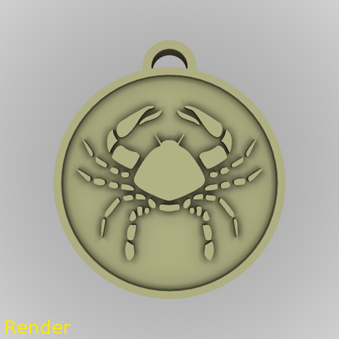 cancer zodiac medallion pendant jewelry 3D print model - Mito3D