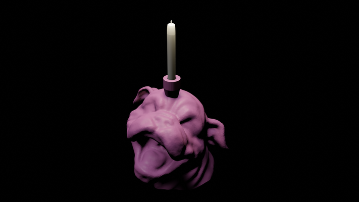 candelabro perro casa vela adorno animale mascota decoracion arte artistico illuminazione 3d print model - Mito3D