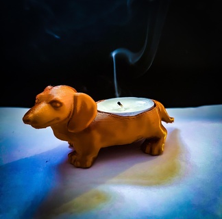 candle dog holder dachshund light heating flat fire 3d print model - Mito3D