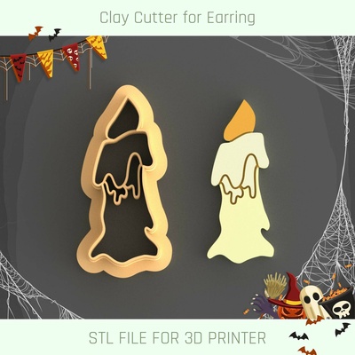 candle halloween polymer clay cutter tool jewellry stl 3d print model - Mito3D