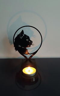 candle holder - cat Home animal new trend unpublished shadow 3d print model - Mito3D