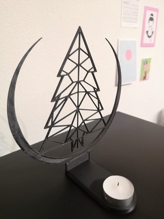candle holder tealight stove christmas illumination shadow fir tree 3d print model - Mito3D