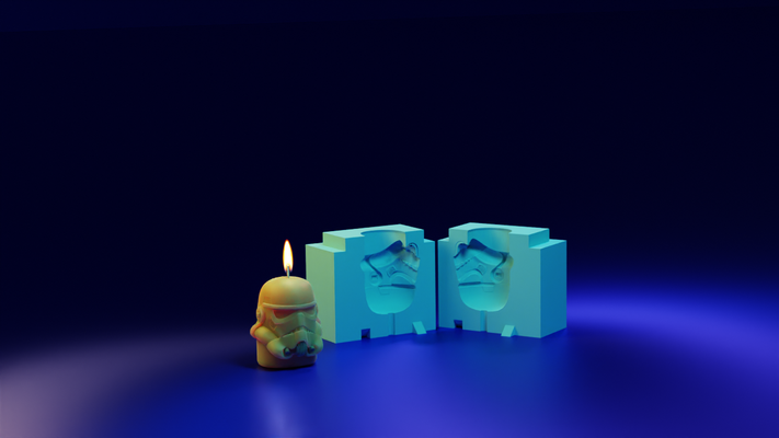vela molde stormtrooper estrella guerras cera candel velas candelabros ligero guerra galaxias tormenta soldado 3d print model - Mito3D