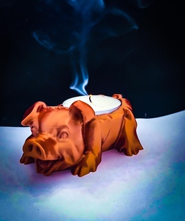 candle pig holder flame fire 3d print model - Mito3D