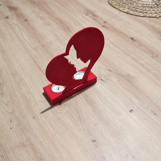 candleholder double candle faces saint valentine love 3d print model - Mito3D