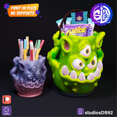 doce cesta bruxas monstro jogos colchetes impressão on stl moster frankinstein santos studiosdb92 3mf bambulab of doces lápis suporte terror abóbora amostra 3d print model - Mito3D