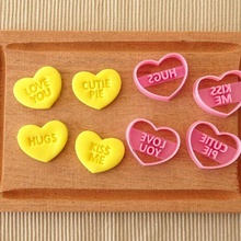 Şeker kalpler kurabiye kesici san Valentin sevgililer gün kalp şekerler kesiciler aziz öpücük tatlı ayak Aşk 3d print model - Mito3D
