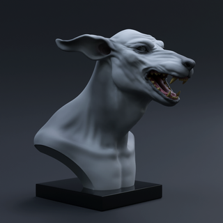 canino esculpir perro animal mascota naturaleza miniaturas mamífero cabeza monstruo enojado salvaje hombre lobo figuritas criatura bestia realista estatua escultura 3d print model - Mito3D