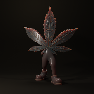 cannabis man statue 420 day cannabis weed hemp statue 420 day leaf man walking man table top  3d print model - Mito3D