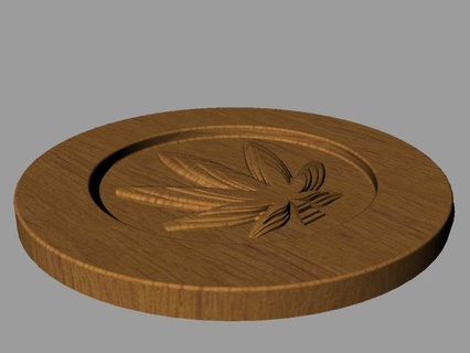 cannabis themed drink coaster 3d print model - Mito3D