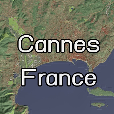 cannes francia città urbano carta geografica mare baia europa nazione strada terreno montagna collina edificio viaggio fiume 3d print model - Mito3D