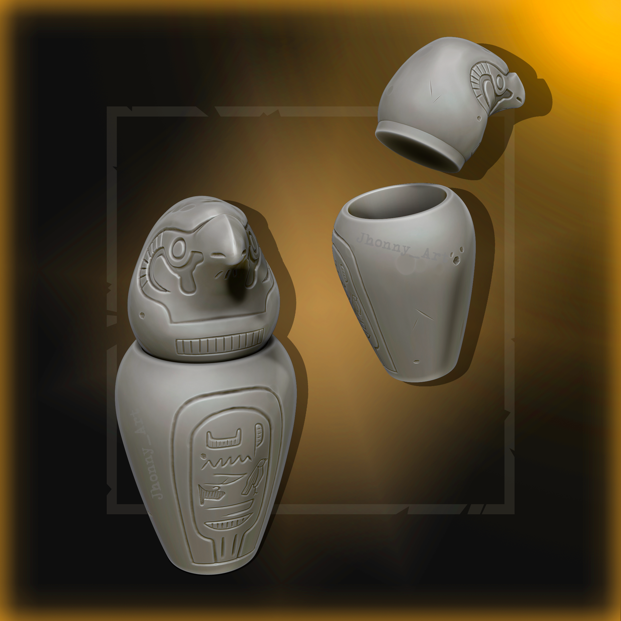 kanopik kavanoz Anicea Mısırlılar Sanat Mısır bardak Antik piramit ra Anubis Orus tanrılar mumya 3D print model - Mito3D