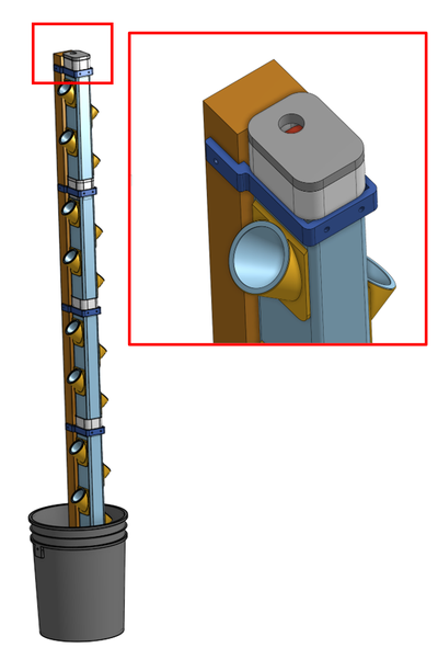 deckel 2x3in fallrohr rinne vertikale hydroponisch turm garten diy 3d print model - Mito3D