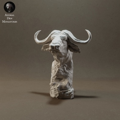 capa búfalo busto animal áfrica toro bisonte salvaje fauna silvestre criatura realista escultura figurilla figura miniatura sabana pradera cabeza 3d print model - Mito3D