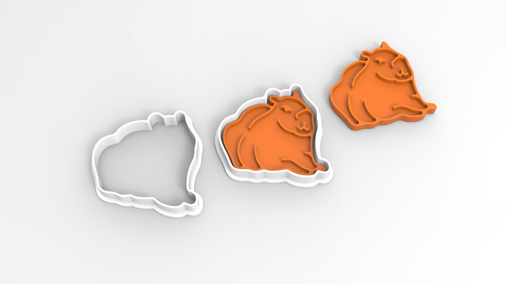 capibara cookie cutter lying mold 3d print model - Mito3D