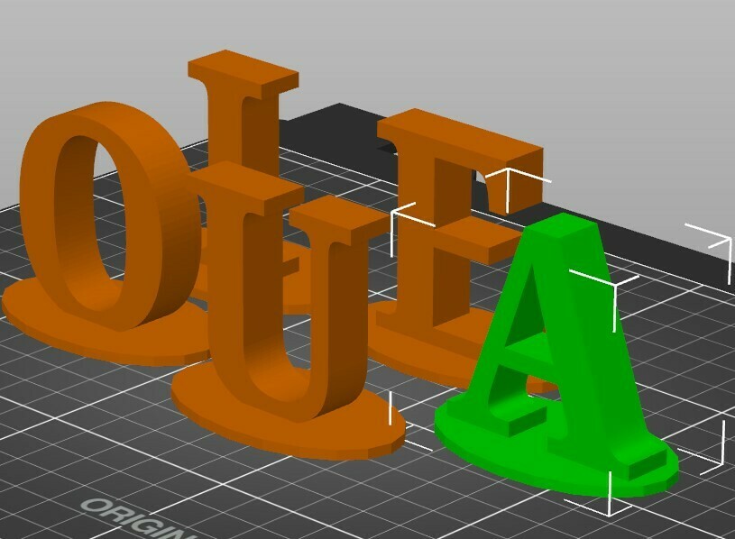 Hauptstadt Vokale Bildung Alphabet lehren 3D print model - Mito3D