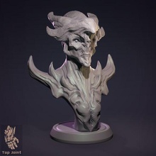 Capitán cazar Arte criatura busto miniatura extraterrestre ciencia ficción invasor monstruo espacio OVNI cuernos topjoint 3d print model - Mito3D