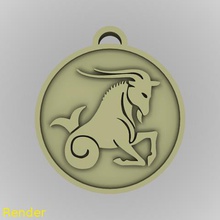 capricorn zodiac medallion pendant jewelry comercial 3d print model - Mito3D
