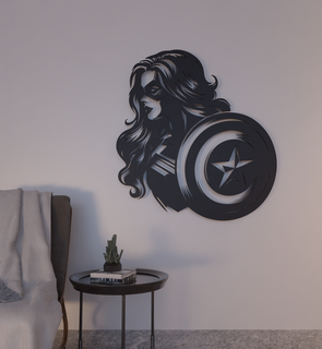 captain america 2d wall art marvel decoration Art low polygonization home accessories fan shield ucm woman 3d print model - Mito3D
