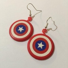 captain america earring earrings pendant pendants hoops shield stl 3d print model - Mito3D