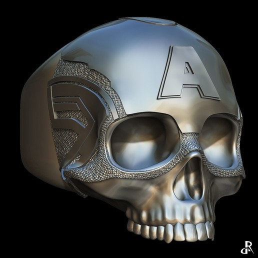 captain america anneau bijoux le crâne de l'anneau marvel les super-héros avengers 3D print model - Mito3D