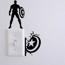 captain america wall art light switch decoration - silhouette 3d print model - Mito3D