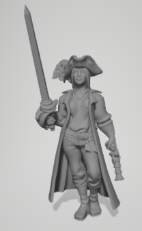 capitão elsbeth jogos guerreiro dnd lutador miniaturas fêmea pirata rainha espada lâmina arma fogo pistola 3D print model - Mito3D