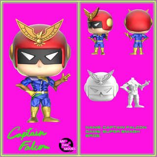 captain falcon super smash bros funko pop custom games gaming nintendo 3d print model - Mito3D