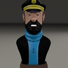 el capitán haddock art busto los cómics figura la estatuilla héroe película 3d print model - Mito3D