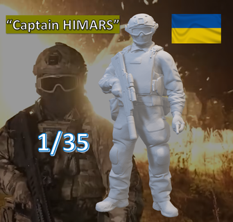 capitão Himars ucraniano soldado 1 100 72 35 arte ww2 modelagem escala miniatura diorama figuras militares 28mm russo ar apoiado pré suportado Ucrânia ipms sla martelo 3d print model - Mito3D