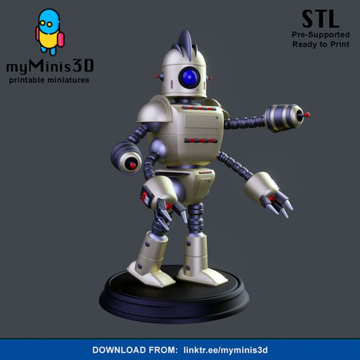 captain invader robots warband 3d print models art stl 3dprinting 3dprint miniature toy arttoy figures miniatures videogames collectibles retro robot warhammer 40k rpg fantasy scifi space cute steampunk 3D print model - Mito3D