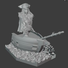 captain jack sparrow art 3d print model - Mito3D