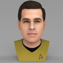 el capitán kirk chris pine star trek busto a todo color de la impresión en 3d gadget nimoy mccoy spock celebridad estatuilla miniatura las guerras 3d print model - Mito3D