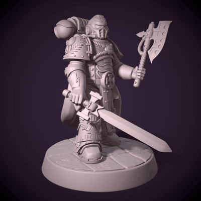 capitão lucius pre supported jogos caos espaço marinho imprimível miniatura eterno martelo of guerra 40kg 3d print model - Mito3D