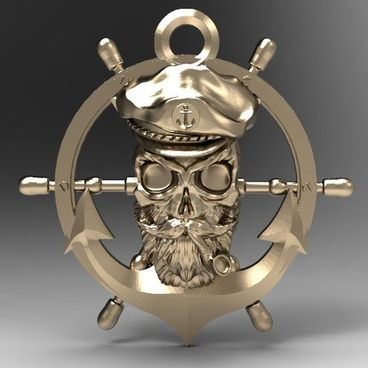 il capitano pirata cranio gioielli moda art oceano nave marino tubo la ruota timone di ancoraggio mare 3D print model - Mito3D