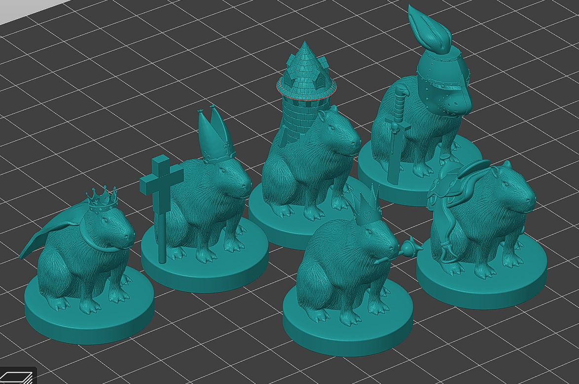 capivara xadrez + borda capibara peão rei quenn cavalo jogos 3D print model - Mito3D