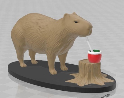 capybara drinking mate argentina toy animal rodent cute funny lovely base 3d print model - Mito3D
