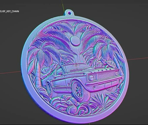 car key chain 3d model ford keychain relief metalkeychain cncrouter woodcarving obj design decor 3dprint frame models 3d print model - Mito3D